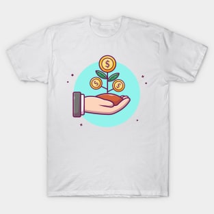 Hand bringing coin plant cartoon T-Shirt